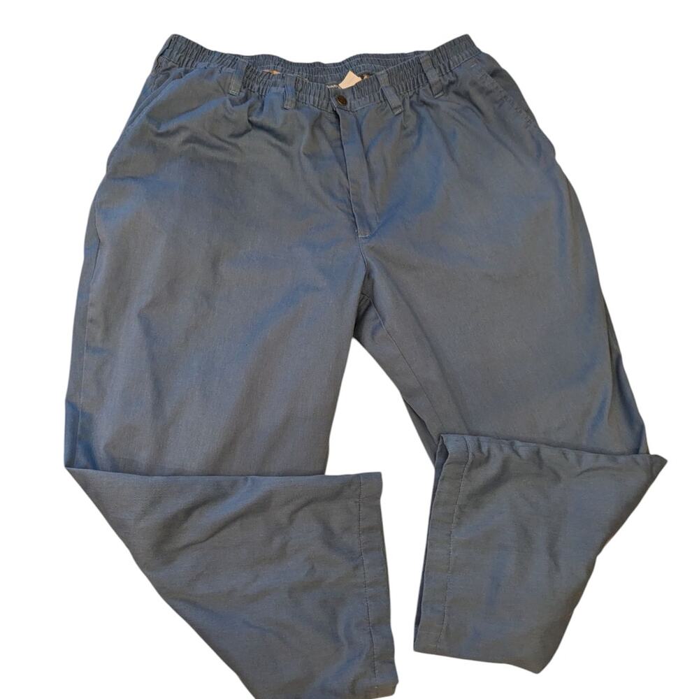 Haband Ice House Flannel Lined Slacks Mens 44 S Blue Elastic Waist Winter Pants